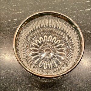 Vintage Cut Glass Bowl Sterling Silver Plated Rim c1920 FB England Rogers